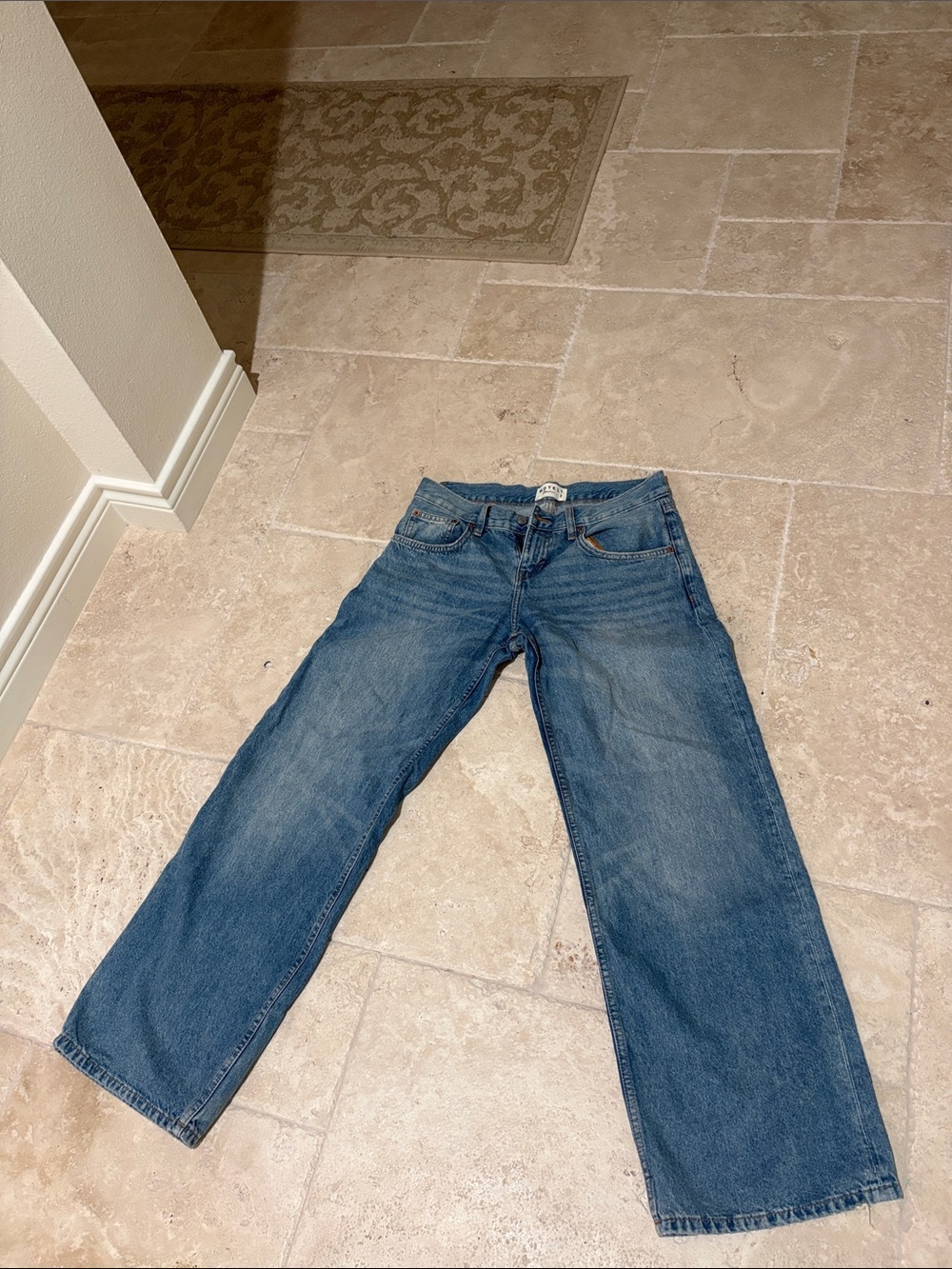Motel Rocks Wide Legged Low Rise Blue Jeans